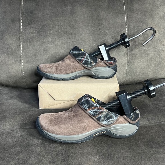 Merrell Shoes - Merrell Women's Suede‎ Slip On Clogs Fleece Lined Ortholite Size 8 Brown Plaid
